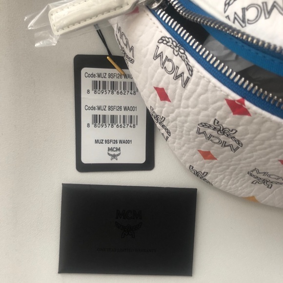 NWT $625 MCM Logo-Print Leather Belt Bag - Picture 9 of 11